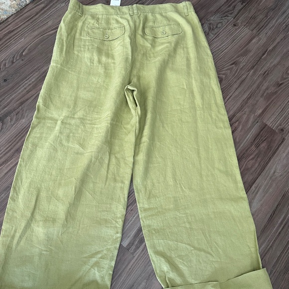MARKS & SPENCER Pure Linen Wide Leg Trouser - Onyx Green - US 16 / UK 20L NEW WT - Picture 4 of 5